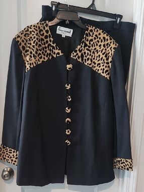 Dallas Fashion Black Jacket with Leopard Trim